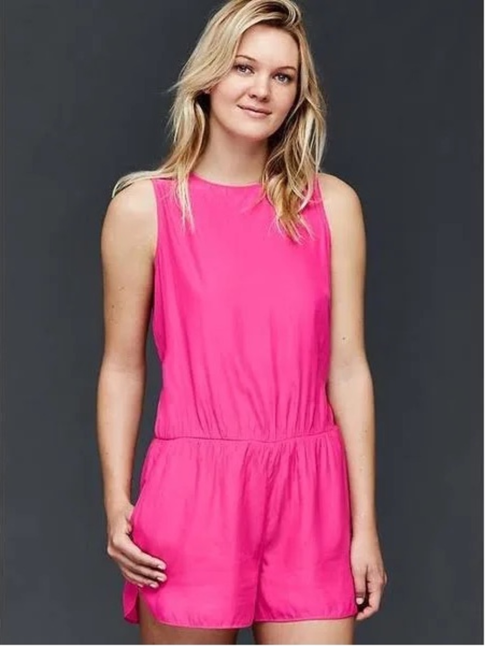 NWT GAP Royal Fuchsia Pink Tank Romper Size XS Sleeveless Elastic Waist